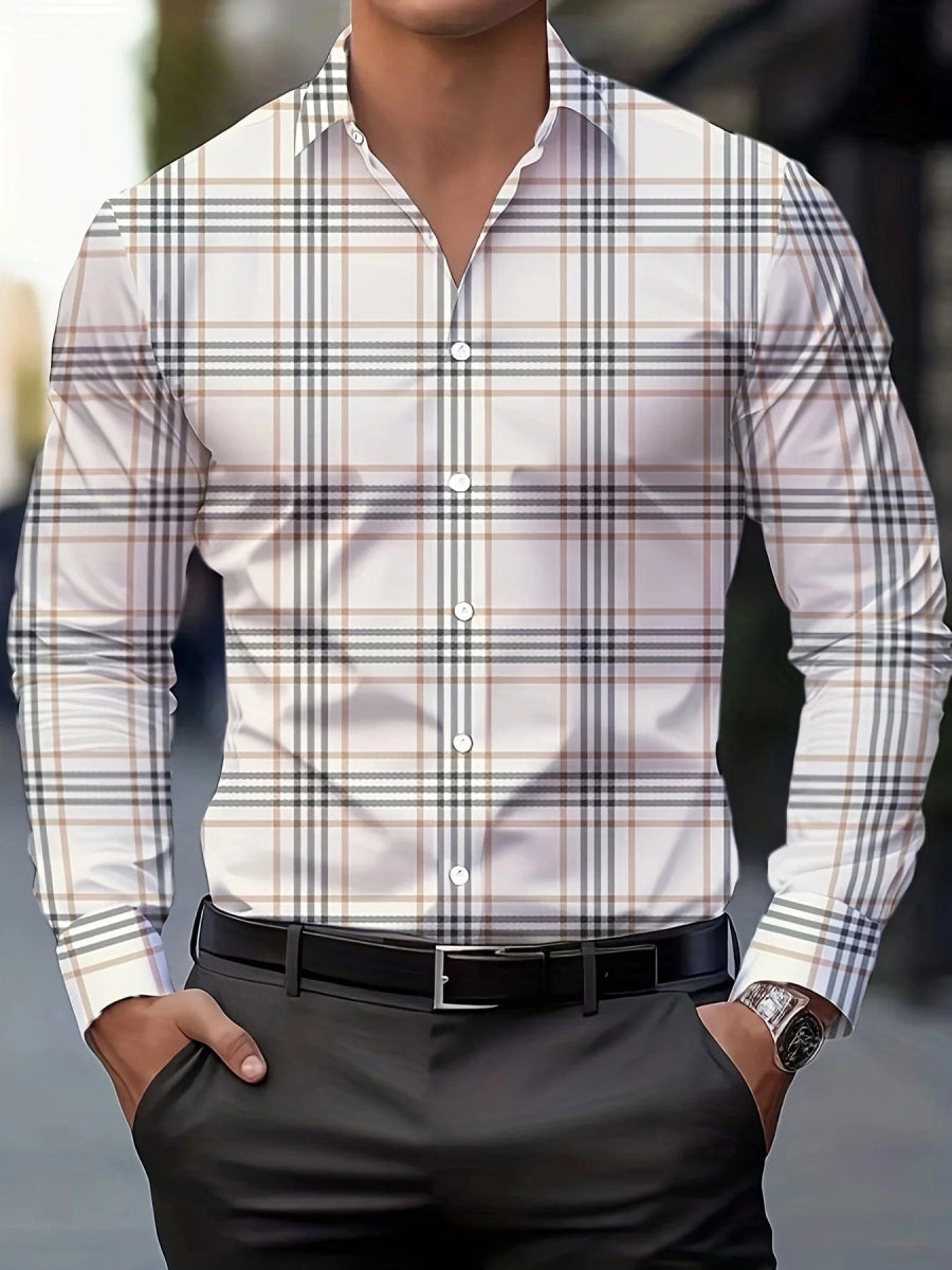 Men's Stylish Long Sleeve Casual Lapel Shirts Casual tops breathable full sleeve shirt for men daily basic Business shirt - SHOWLU FASHION STORE