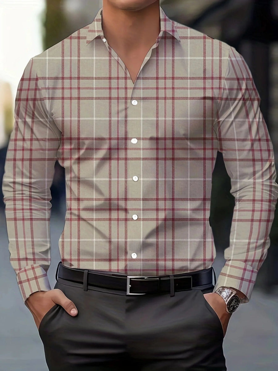 Men's Stylish Long Sleeve Casual Lapel Shirts Casual tops breathable full sleeve shirt for men daily basic Business shirt - SHOWLU FASHION STORE