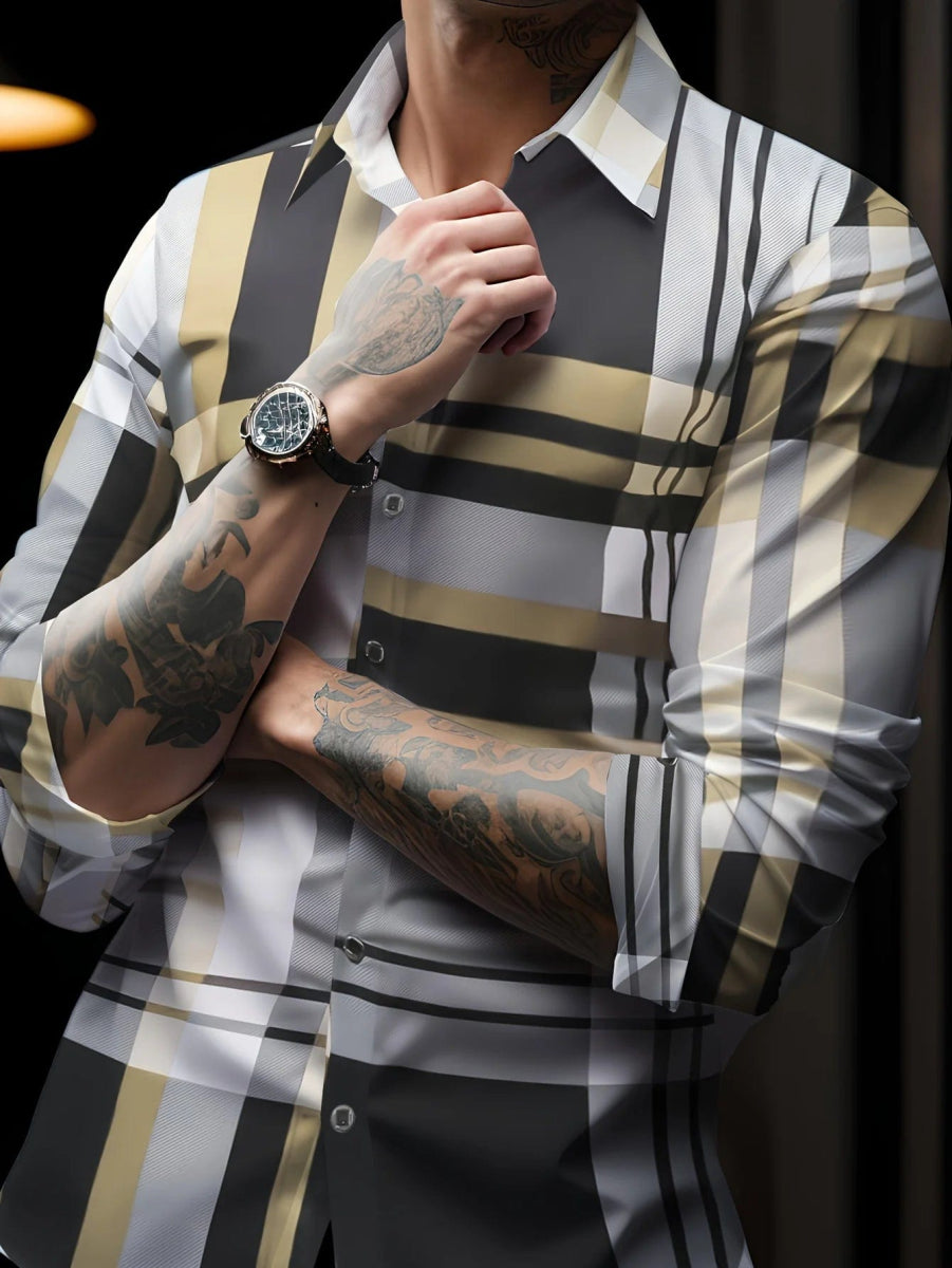 Men's Stylish Long Sleeve Casual Lapel Shirts Casual tops breathable full sleeve shirt for men daily basic Business shirt - SHOWLU FASHION STORE