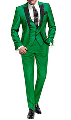 Men's Suit Peak Lapel One Button Jacket and Vest Pants Set - SHOWLU FASHION STORE