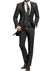 Men's Suit Peak Lapel One Button Jacket and Vest Pants Set - SHOWLU FASHION STORE