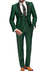Men's Suit Peak Lapel One Button Jacket and Vest Pants Set - SHOWLU FASHION STORE