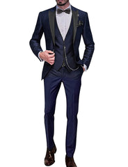Men's Suit Peak Lapel One Button Jacket and Vest Pants Set - SHOWLU FASHION STORE