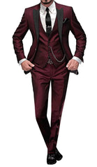 Men's Suit Peak Lapel One Button Jacket and Vest Pants Set - SHOWLU FASHION STORE