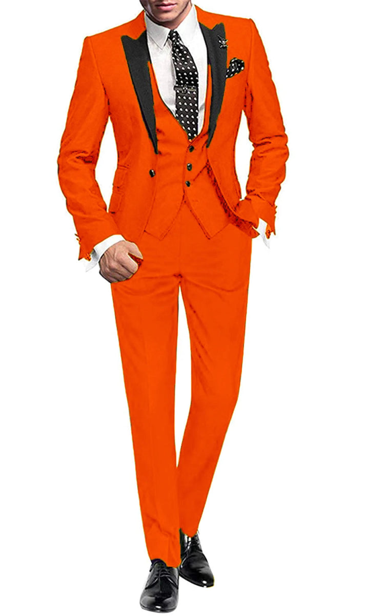 Men's Suit Peak Lapel One Button Jacket and Vest Pants Set - SHOWLU FASHION STORE