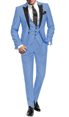 Men's Suit Peak Lapel One Button Jacket and Vest Pants Set - SHOWLU FASHION STORE