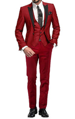 Men's Suit Peak Lapel One Button Jacket and Vest Pants Set - SHOWLU FASHION STORE