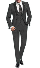 Men's Suit Peak Lapel One Button Jacket and Vest Pants Set - SHOWLU FASHION STORE