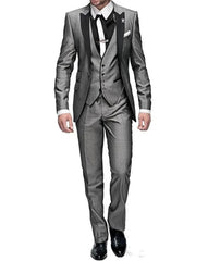 Men's Suit Peak Lapel One Button Jacket and Vest Pants Set - SHOWLU FASHION STORE