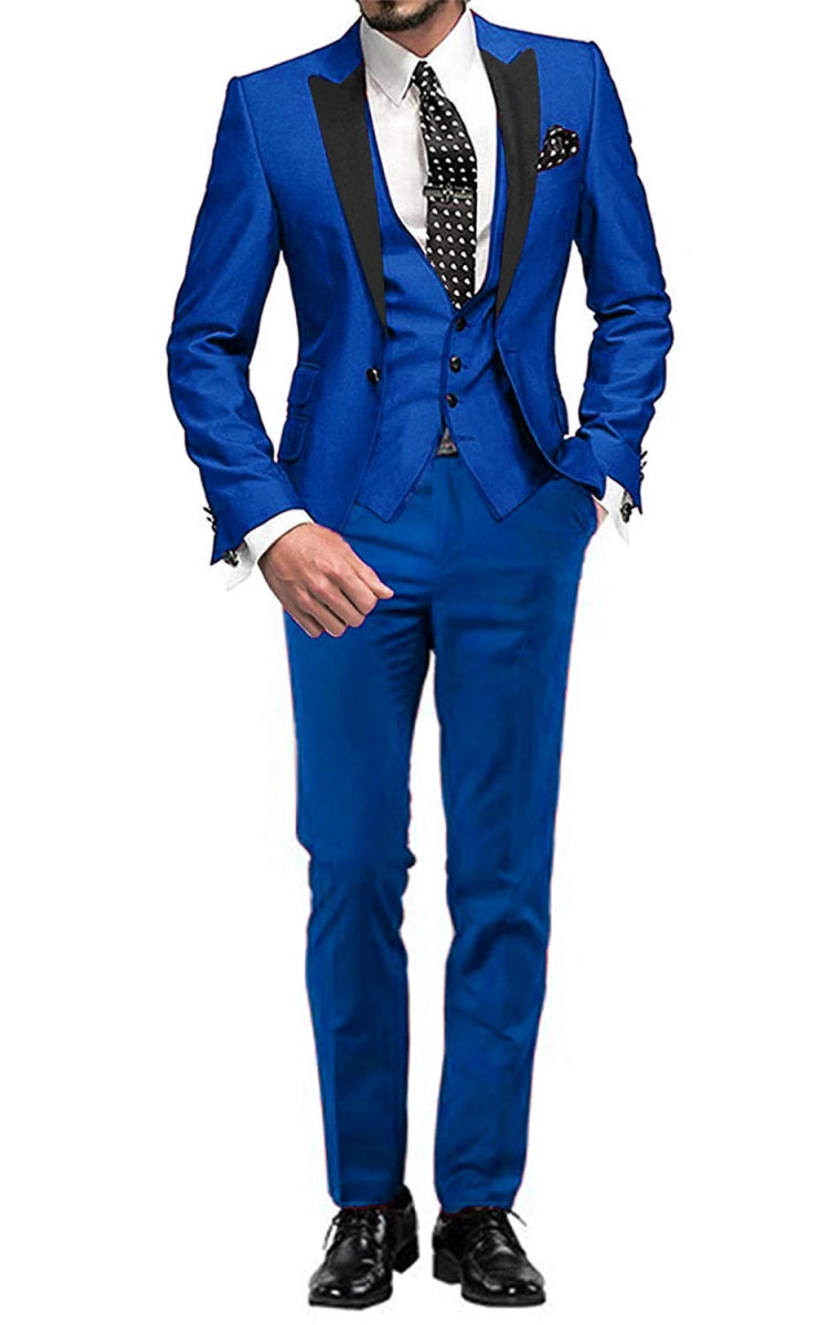 Men's Suit Peak Lapel One Button Jacket and Vest Pants Set - SHOWLU FASHION STORE