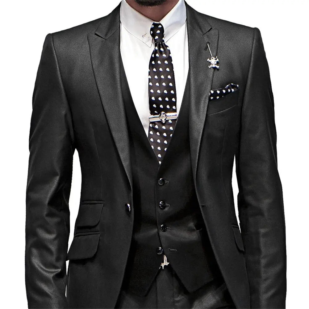 Men's Suit Peak Lapel One Button Jacket and Vest Pants Set - SHOWLU FASHION STORE