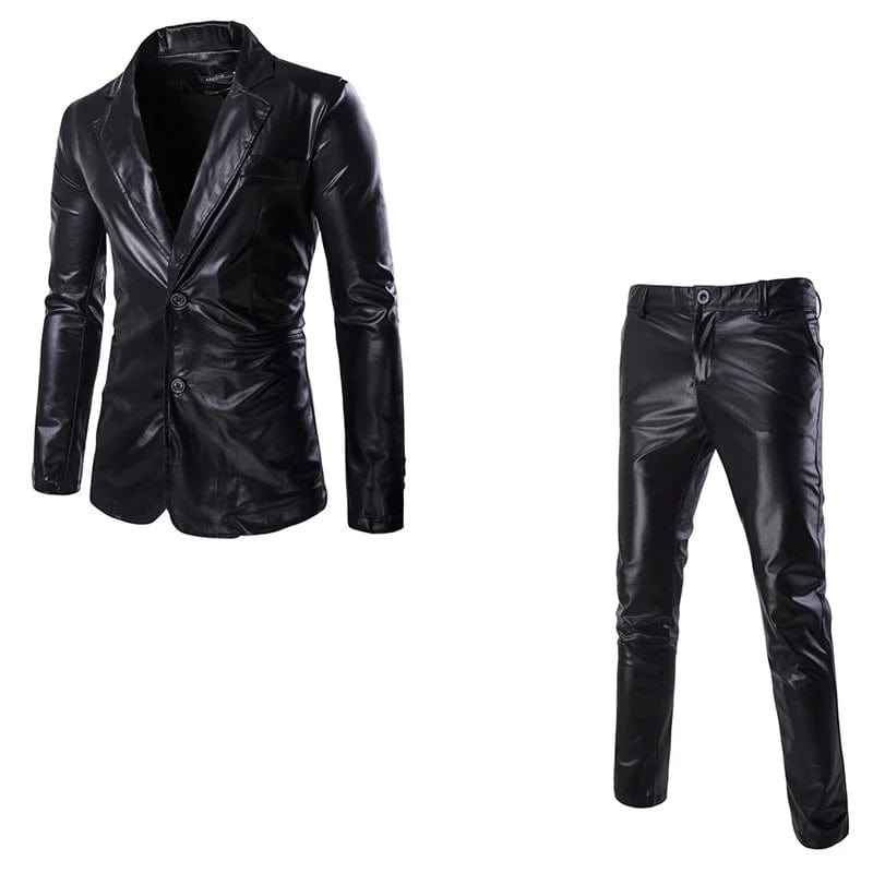 Men's Suit Slim Fit 2 Button 2 Piece Set Solid Shiny Party Gold Silver Black Suit For Men Wedding Prom Blazer Jacket & Pants - SHOWLU FASHION STORE