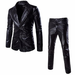 Men's Suit Slim Fit 2 Button 2 Piece Set Solid Shiny Party Gold Silver Black Suit For Men Wedding Prom Blazer Jacket & Pants - SHOWLU FASHION STORE