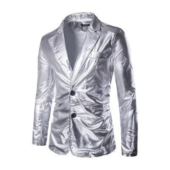 Men's Suit Slim Fit 2 Button 2 Piece Set Solid Shiny Party Gold Silver Black Suit For Men Wedding Prom Blazer Jacket & Pants - SHOWLU FASHION STORE