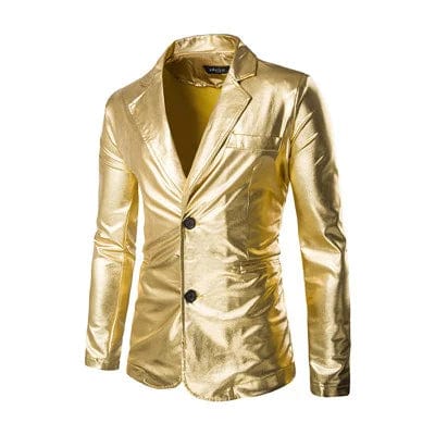 Men's Suit Slim Fit 2 Button 2 Piece Set Solid Shiny Party Gold Silver Black Suit For Men Wedding Prom Blazer Jacket & Pants - SHOWLU FASHION STORE