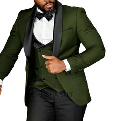 Men's Suit Slim Fit Tailored Tuxedo 3 - Piece Set Wedding Party Formal Occasion Clothing - SHOWLU FASHION STORE