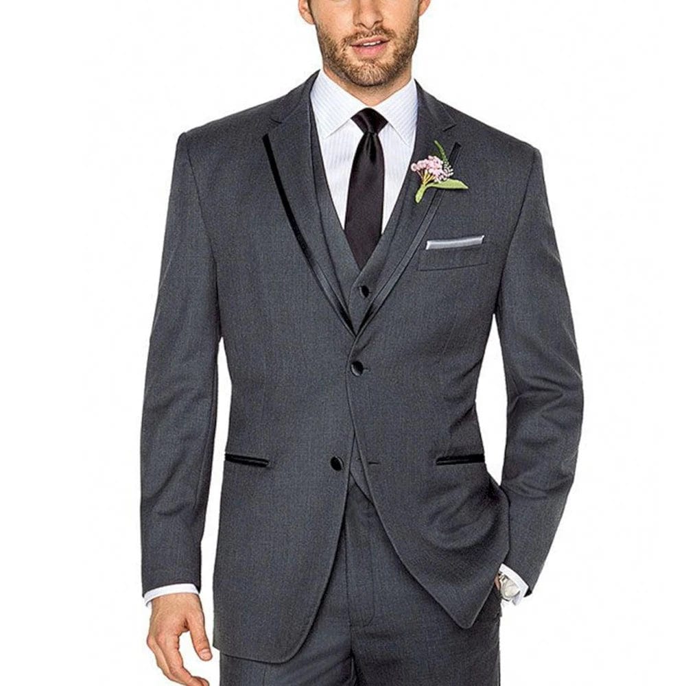 Men's Suits Blazer Tweno Tuxedo Wedding White Satin Single Breasted Three Piece Costume Hpmbre Jacket Pants Vest Slim Fit Custom - SHOWLU FASHION STORE