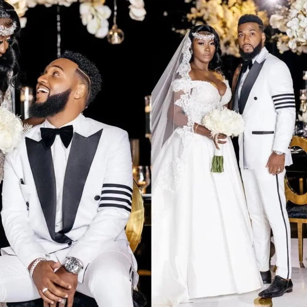 Men's Suits Special Design White Wedding Men Black Groom Wear Tuxedos Slim Fit Prom Blazer Terno Masculino 2Pieces Jacket Pants - SHOWLU FASHION STORE