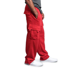 Mens Sweatpants Straight Fit Joggers for Sports and Streetwear Loose Oversized Drawstring Long Pants Men Multi - pocket Pants - SHOWLU FASHION STORE