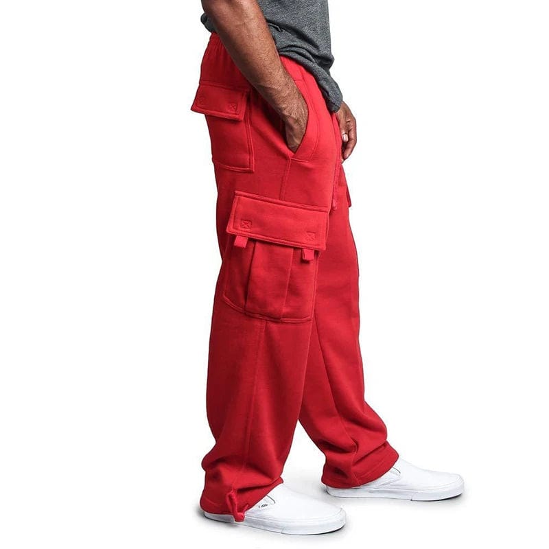 Mens Sweatpants Straight Fit Joggers for Sports and Streetwear Loose Oversized Drawstring Long Pants Men Multi - pocket Pants - SHOWLU FASHION STORE