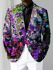 Men'S Trendy American Style Casual Suit Jacket, Polyester 100% with Slight Stretch, All - Season Lapel Collar, Regular Fit, Woven Fabric, 280gsm, Button Detail, Mature Skinny Fit Design - SHOWLU FASHION STORE
