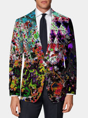 Men'S Trendy American Style Casual Suit Jacket, Polyester 100% with Slight Stretch, All - Season Lapel Collar, Regular Fit, Woven Fabric, 280gsm, Button Detail, Mature Skinny Fit Design - SHOWLU FASHION STORE