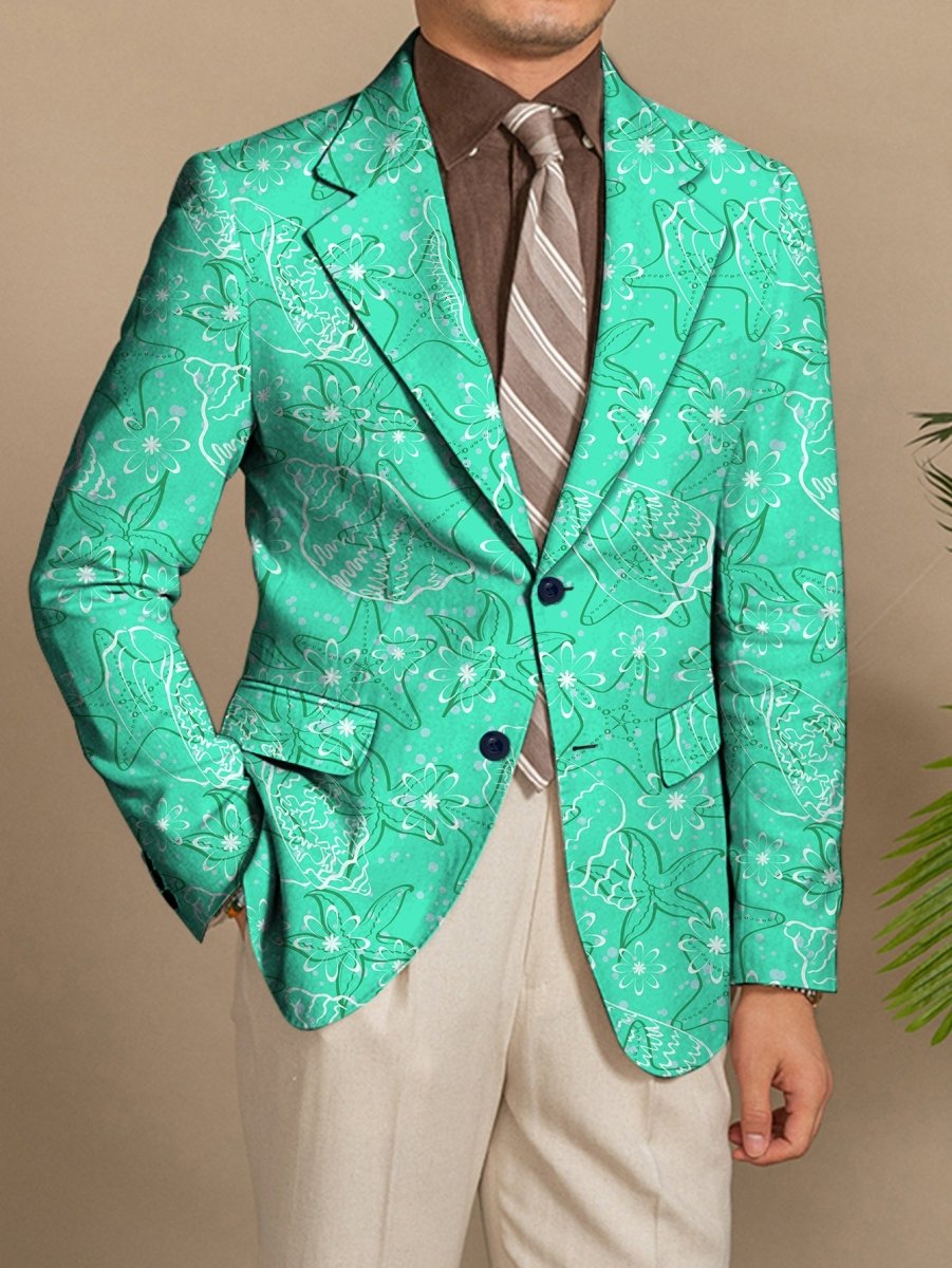 Men'S Trendy Casual Blazer, 100% Polyester, All - Season Lapel Collar, Slight Stretch, Regular Fit, Mature Style, Button Detail, 280gsm Woven Fabric, 100gsm Lightweight Jacket - SHOWLU FASHION STORE