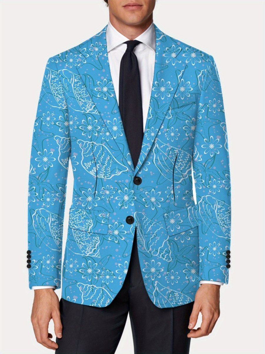 Men'S Trendy Casual Blazer, 100% Polyester, All - Season Lapel Collar, Slight Stretch, Regular Fit, Mature Style, Button Detail, 280gsm Woven Fabric, 100gsm Lightweight Jacket - SHOWLU FASHION STORE