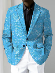 Men'S Trendy Casual Blazer, 100% Polyester, All - Season Lapel Collar, Slight Stretch, Regular Fit, Mature Style, Button Detail, 280gsm Woven Fabric, 100gsm Lightweight Jacket - SHOWLU FASHION STORE