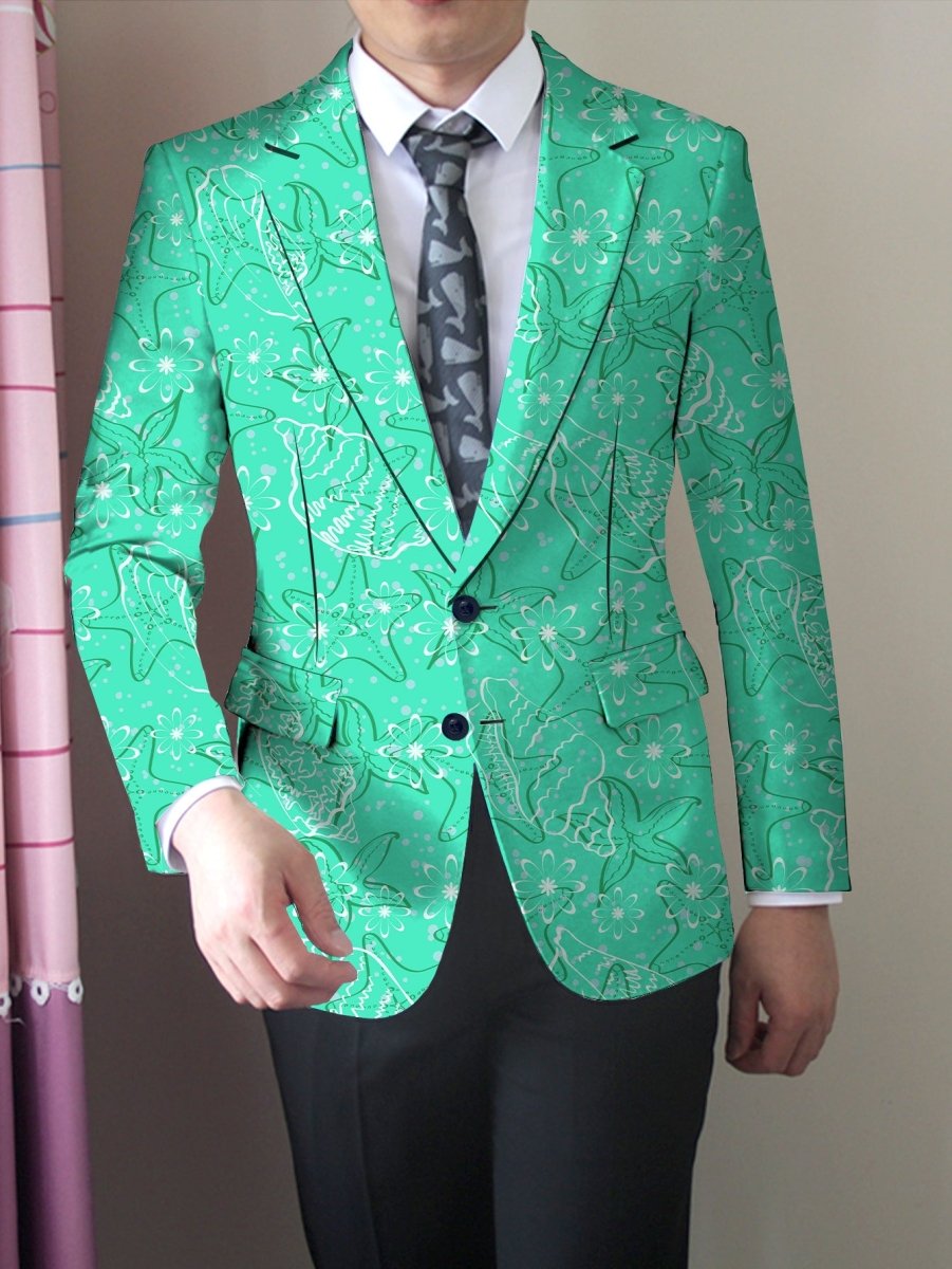 Men'S Trendy Casual Blazer, 100% Polyester, All - Season Lapel Collar, Slight Stretch, Regular Fit, Mature Style, Button Detail, 280gsm Woven Fabric, 100gsm Lightweight Jacket - SHOWLU FASHION STORE