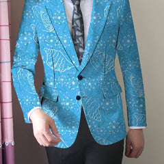 Men'S Trendy Casual Blazer, 100% Polyester, All - Season Lapel Collar, Slight Stretch, Regular Fit, Mature Style, Button Detail, 280gsm Woven Fabric, 100gsm Lightweight Jacket - SHOWLU FASHION STORE