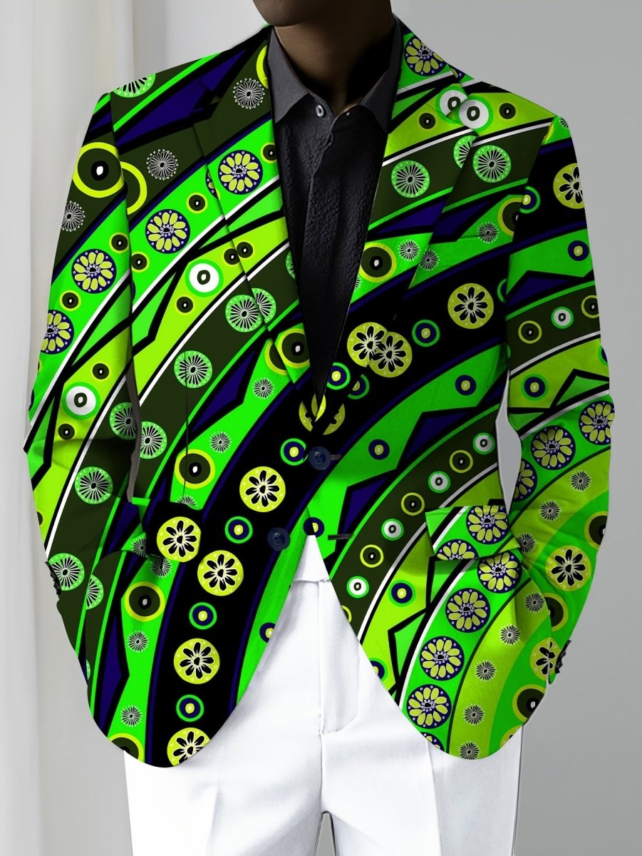 Men'S Trendy Polyester Blazer, 95% Polyester 5% Elastane, All - Season Skinny Fit, Mature Lapel Collar, Woven Fabric, 280g/m² Weight, Button Detail, Regular Fit Jacket - SHOWLU FASHION STORE