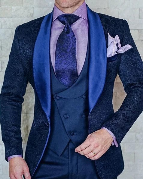 Men's Wedding Suit 2023 Italian Design Custom Black Smoking Tuxedo Jacket 3 - piece Set (coat Vest Pants) Men's Groom Terno Suit - SHOWLU FASHION STORE