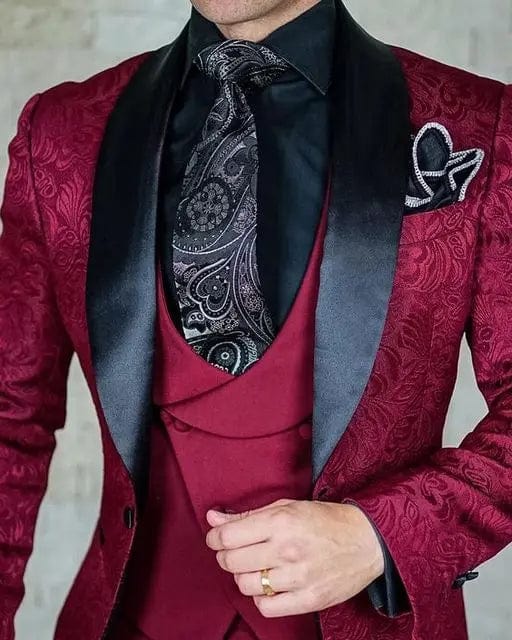 Men's Wedding Suit 2023 Italian Design Custom Black Smoking Tuxedo Jacket 3 - piece Set (coat Vest Pants) Men's Groom Terno Suit - SHOWLU FASHION STORE