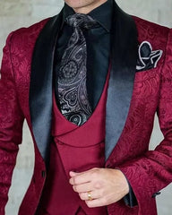 Men's Wedding Suit 2023 Italian Design Custom Black Smoking Tuxedo Jacket 3 - piece Set (coat Vest Pants) Men's Groom Terno Suit - SHOWLU FASHION STORE