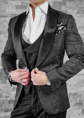 Men's Wedding Suit 2023 Italian Design Custom Black Smoking Tuxedo Jacket 3 - piece Set (coat Vest Pants) Men's Groom Terno Suit - SHOWLU FASHION STORE