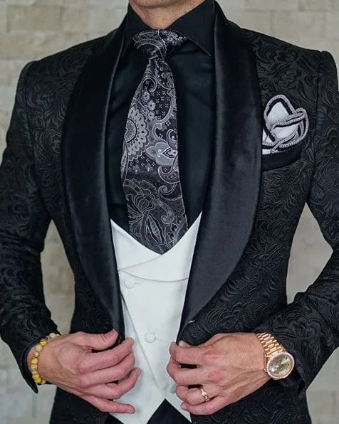 Men's Wedding Suit 2023 Italian Design Custom Black Smoking Tuxedo Jacket 3 - piece Set (coat Vest Pants) Men's Groom Terno Suit - SHOWLU FASHION STORE