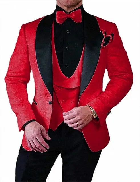 Men's Wedding Suit 2023 Italian Design Custom Black Smoking Tuxedo Jacket 3 - piece Set (coat Vest Pants) Men's Groom Terno Suit - SHOWLU FASHION STORE