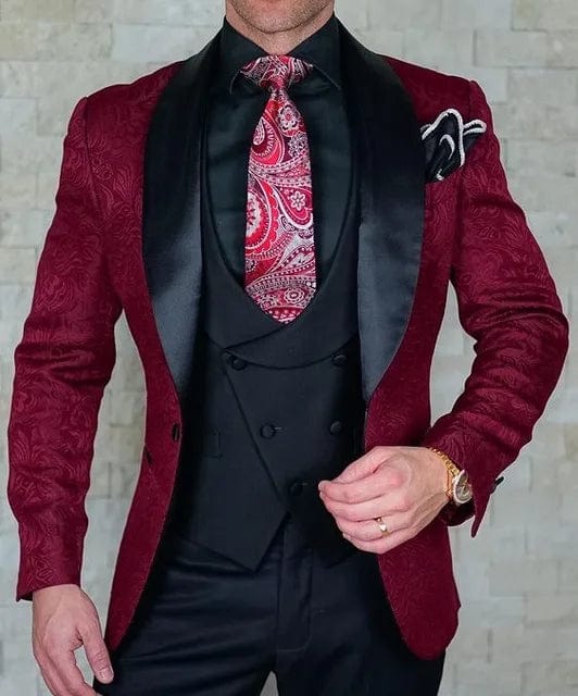 Men's Wedding Suit 2023 Italian Design Custom Black Smoking Tuxedo Jacket 3 - piece Set (coat Vest Pants) Men's Groom Terno Suit - SHOWLU FASHION STORE