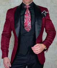 Men's Wedding Suit 2023 Italian Design Custom Black Smoking Tuxedo Jacket 3 - piece Set (coat Vest Pants) Men's Groom Terno Suit - SHOWLU FASHION STORE