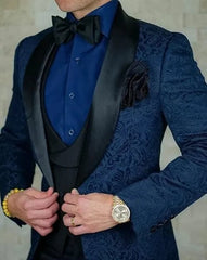 Men's Wedding Suit 2023 Italian Design Custom Black Smoking Tuxedo Jacket 3 - piece Set (coat Vest Pants) Men's Groom Terno Suit - SHOWLU FASHION STORE