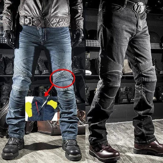 Men's Winter Biker Jeans Motocycle Denim Pants Male Stretch Original Long Trousers Off - road Protection Pants Plus Size 5XL - SHOWLU FASHION STORE