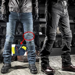 Men's Winter Biker Jeans Motocycle Denim Pants Male Stretch Original Long Trousers Off - road Protection Pants Plus Size 5XL - SHOWLU FASHION STORE