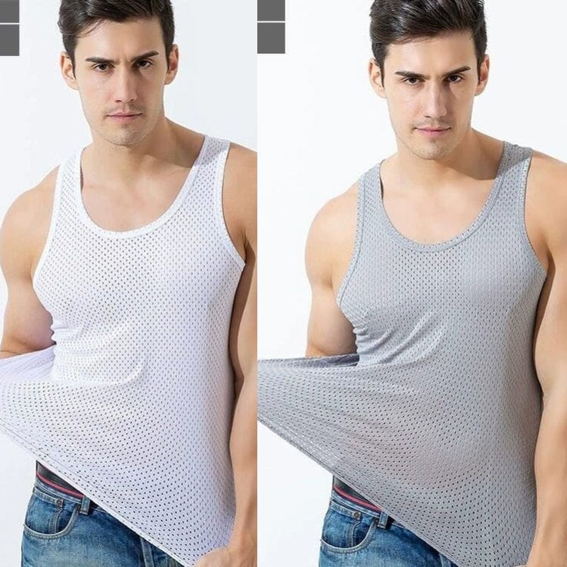 Mesh Hollow out Cool Slim Bottoming Shirt Summer Vest - SHOWLU FASHION STORE