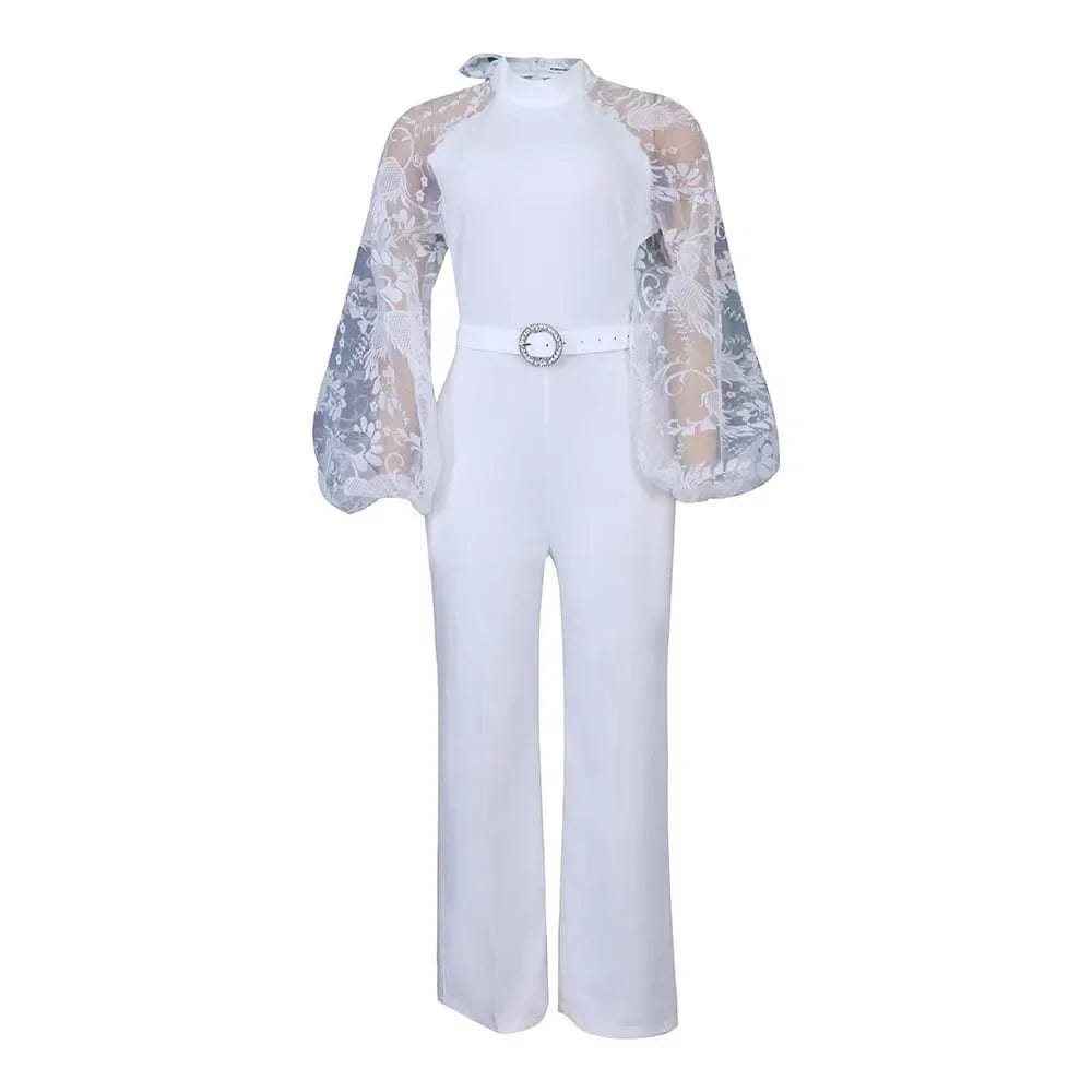 Mesh Jumpsuit Women White Overalls Party Lace Rompers New In Bodysuit One Piece Long Sleeve Summer Long Pants Y2k Spring Work - SHOWLU FASHION STORE