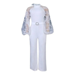 Mesh Jumpsuit Women White Overalls Party Lace Rompers New In Bodysuit One Piece Long Sleeve Summer Long Pants Y2k Spring Work - SHOWLU FASHION STORE