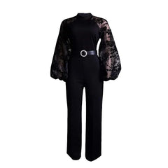 Mesh Jumpsuit Women White Overalls Party Lace Rompers New In Bodysuit One Piece Long Sleeve Summer Long Pants Y2k Spring Work - SHOWLU FASHION STORE