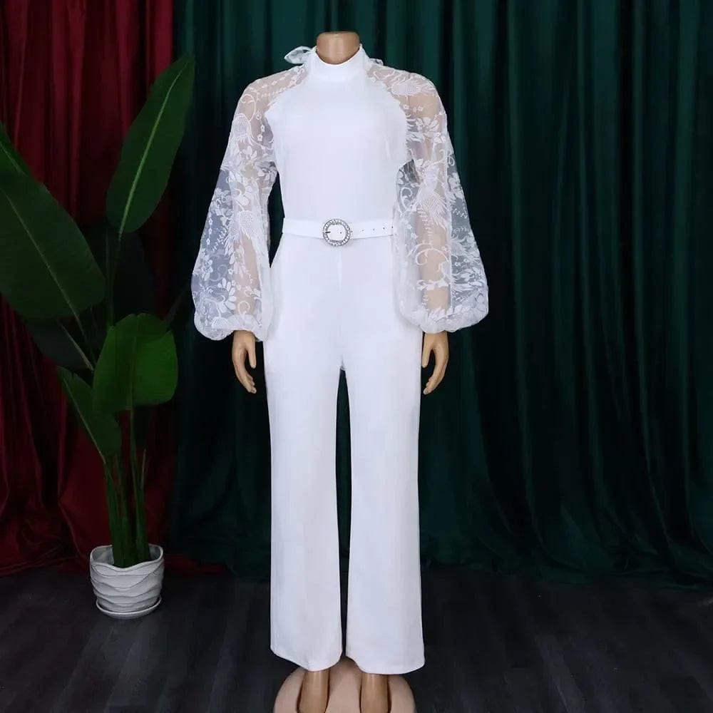 Mesh Jumpsuit Women White Overalls Party Lace Rompers New In Bodysuit One Piece Long Sleeve Summer Long Pants Y2k Spring Work - SHOWLU FASHION STORE