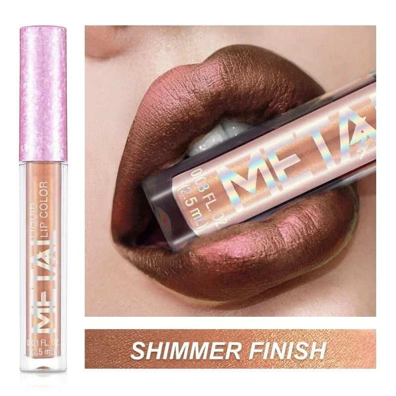 Metallic Matte Liquid Lipstick Waterproof Long Lasting Non - Stick Cup Matte Shimmer Glitter Lip Gloss Women Lips Makeup 12 Colors - SHOWLU FASHION STORE