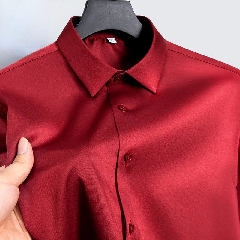 Micro Elastic Work Men Shirt Long Sleeve Slim Fit White White Black Blue Shirts Men Casual Soft Cozy Male Social Formal Shirts - SHOWLU FASHION STORE